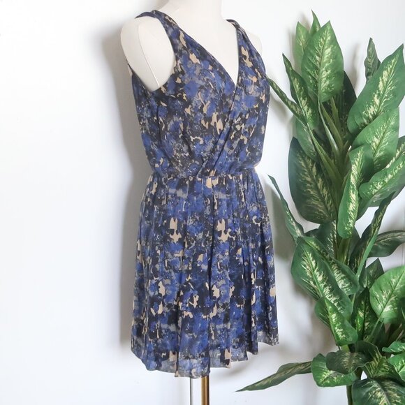 Charlotte Ronson Blue Abstract Print Silk Chiffon Sleeveless Flowy Dress Size 2 - Picture 5 of 13